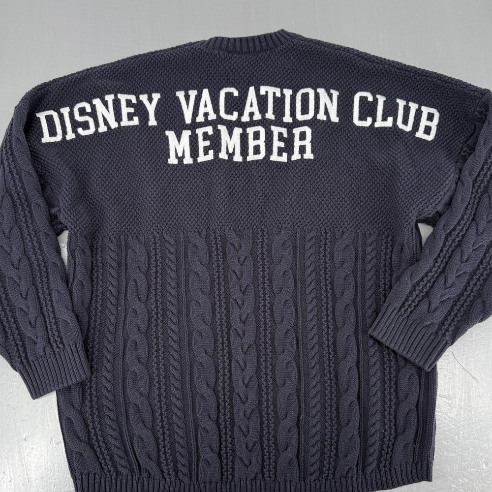 Disney Vacation Club Member‎ Spirit Jersey Navy Blue Cable Knit Sweater Mens L